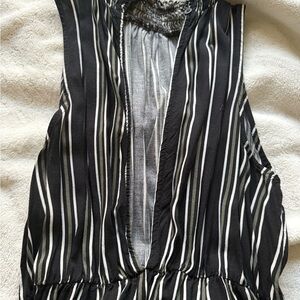 Black and White Striped Sleeveless Top